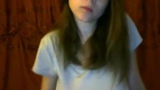Teen flashes her huge tits on webcam